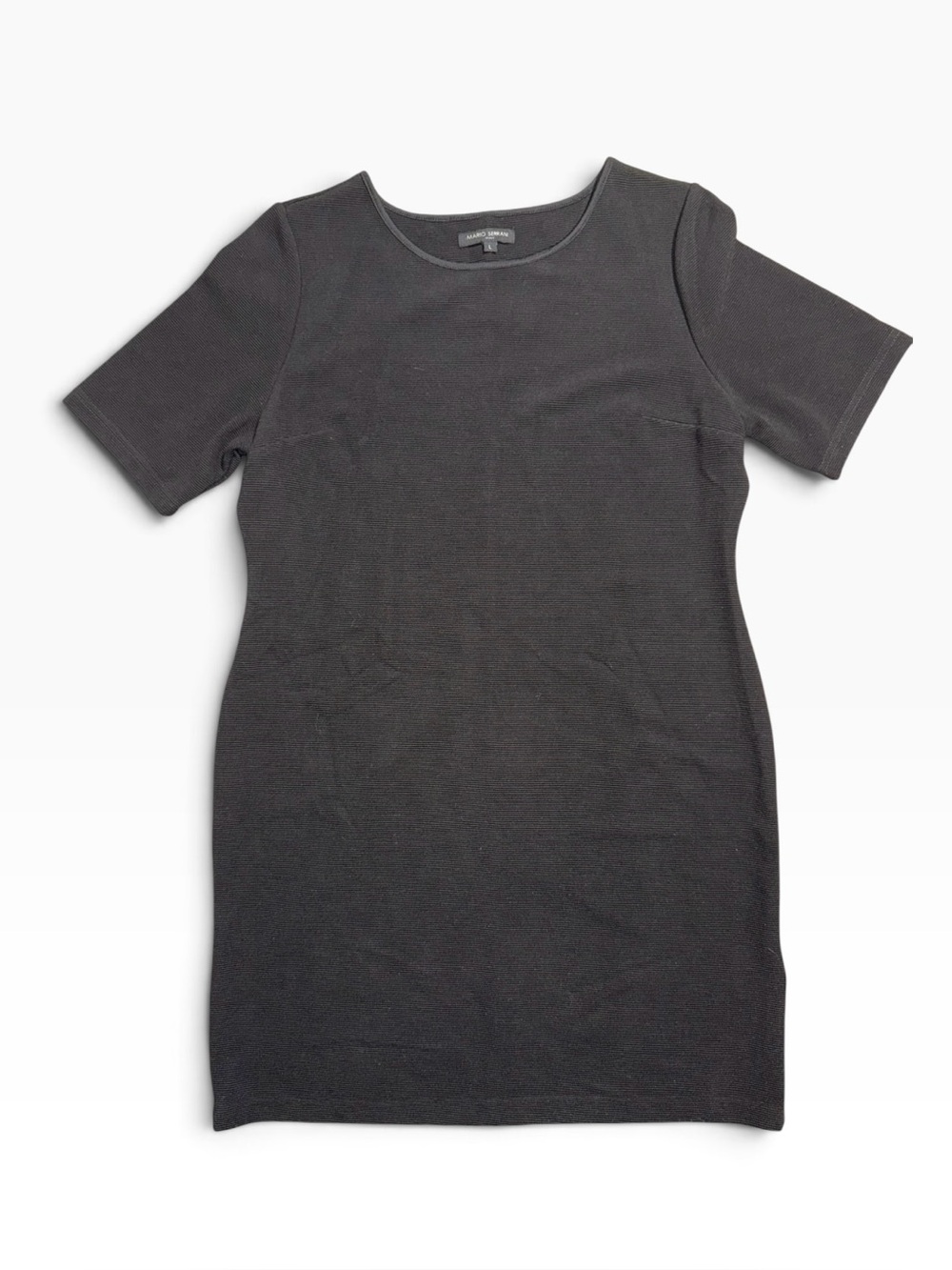 Mario Serrani Classic Black Short-Sleeve Sheath Dress Large
